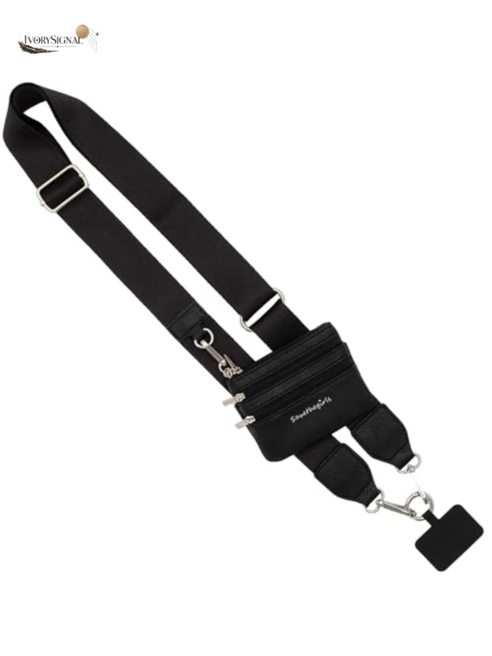 Save the Girls Clip & Go Phone Lanyard Crossbody Strap with Wallet, Black